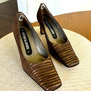 Peter Kaiser leather Brown and Gold Pumps